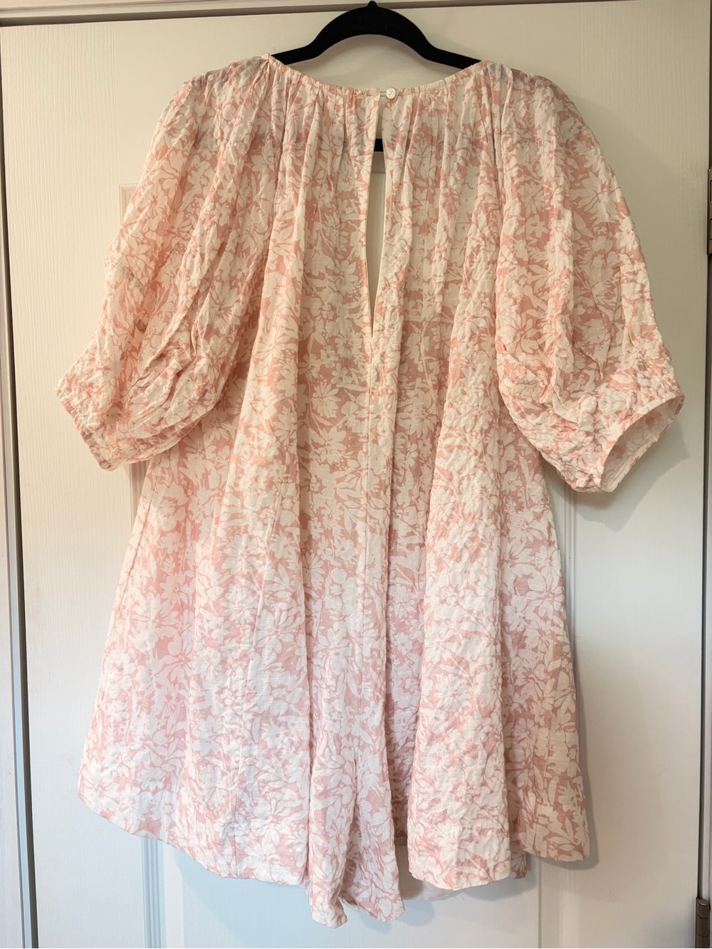 Light Pink Floral Puff Sleeve Romper